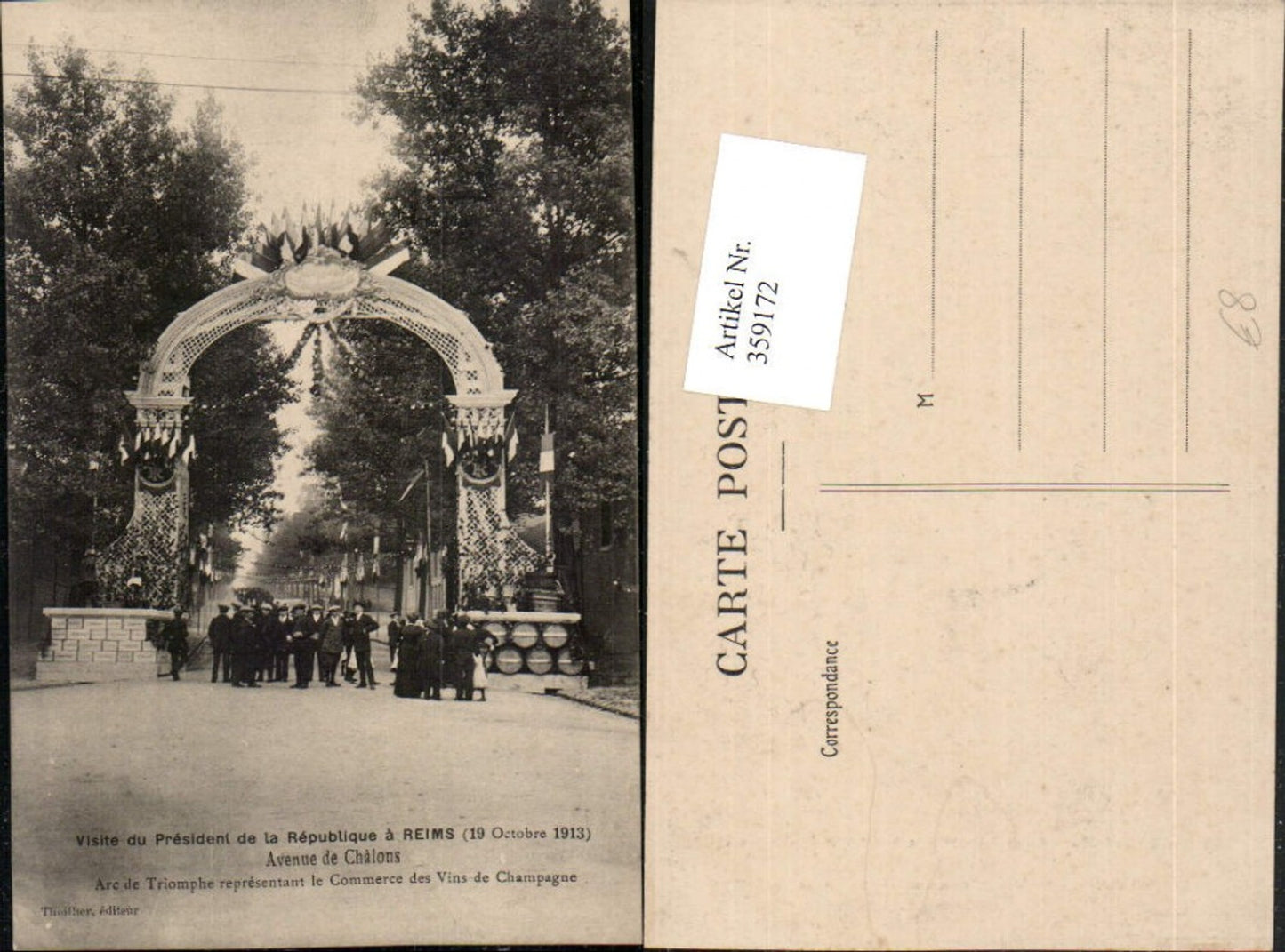 359172,Champagne-Ardenne Marne Visite du President de la Republique a Reims 1913 Avenue Chalons