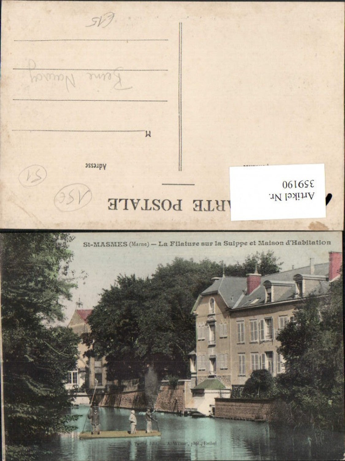 359190,Champagne-Ardenne Marne St-Masmes La Filature sur la Suippe et Maison Habitation
