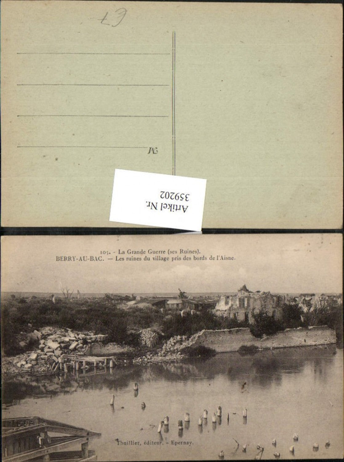 359202,Champagne-Ardenne Marne Grande Guerre Berry-au-Bac Ruines du Village Zerstörung