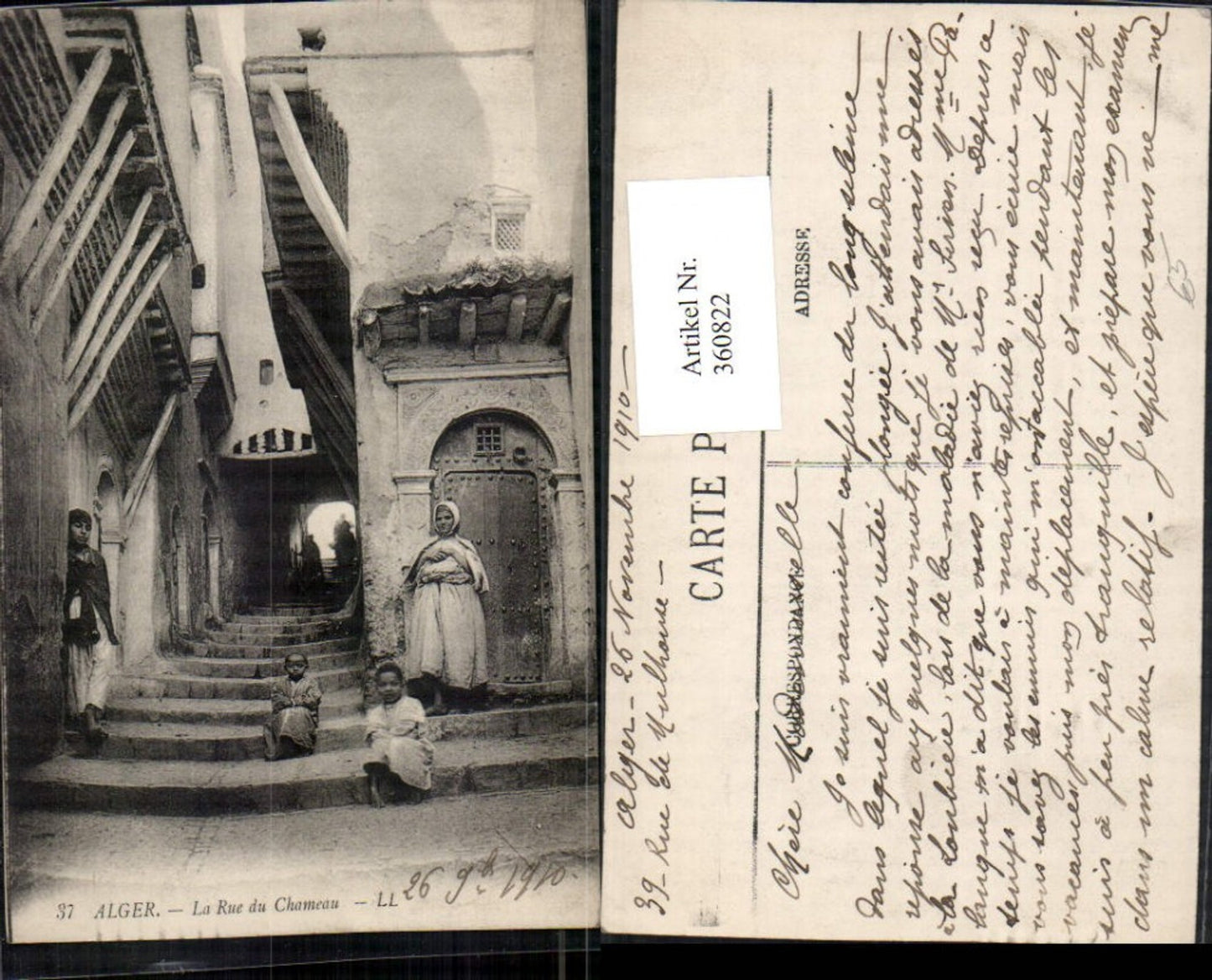 360822,Africa Algeria Alger Algier La Rue du Chameau Gasse Stiege