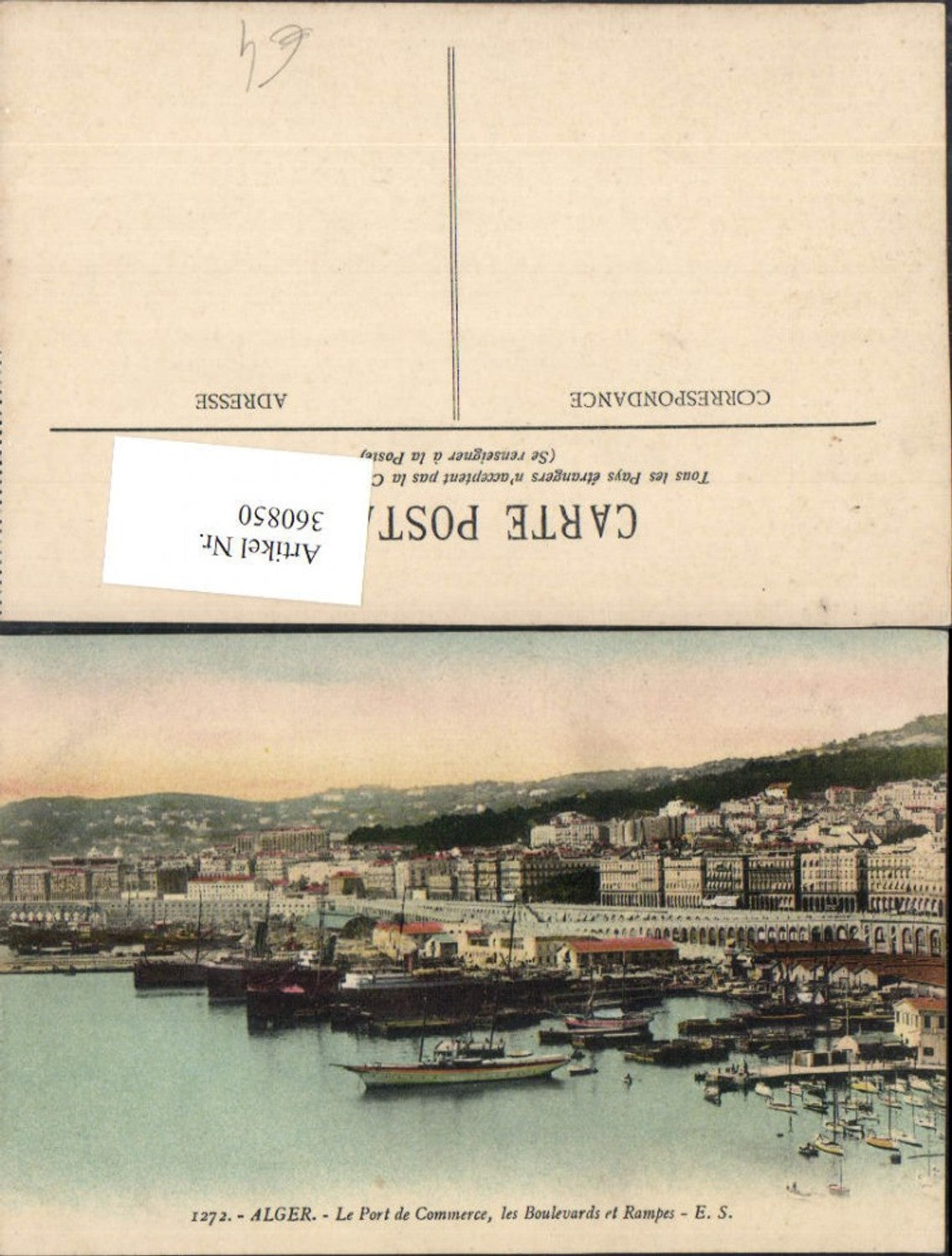 360850,Africa Algeria Alger Algier Le Port de Commerce les Boulevards et Rampes Teilansicht Boote