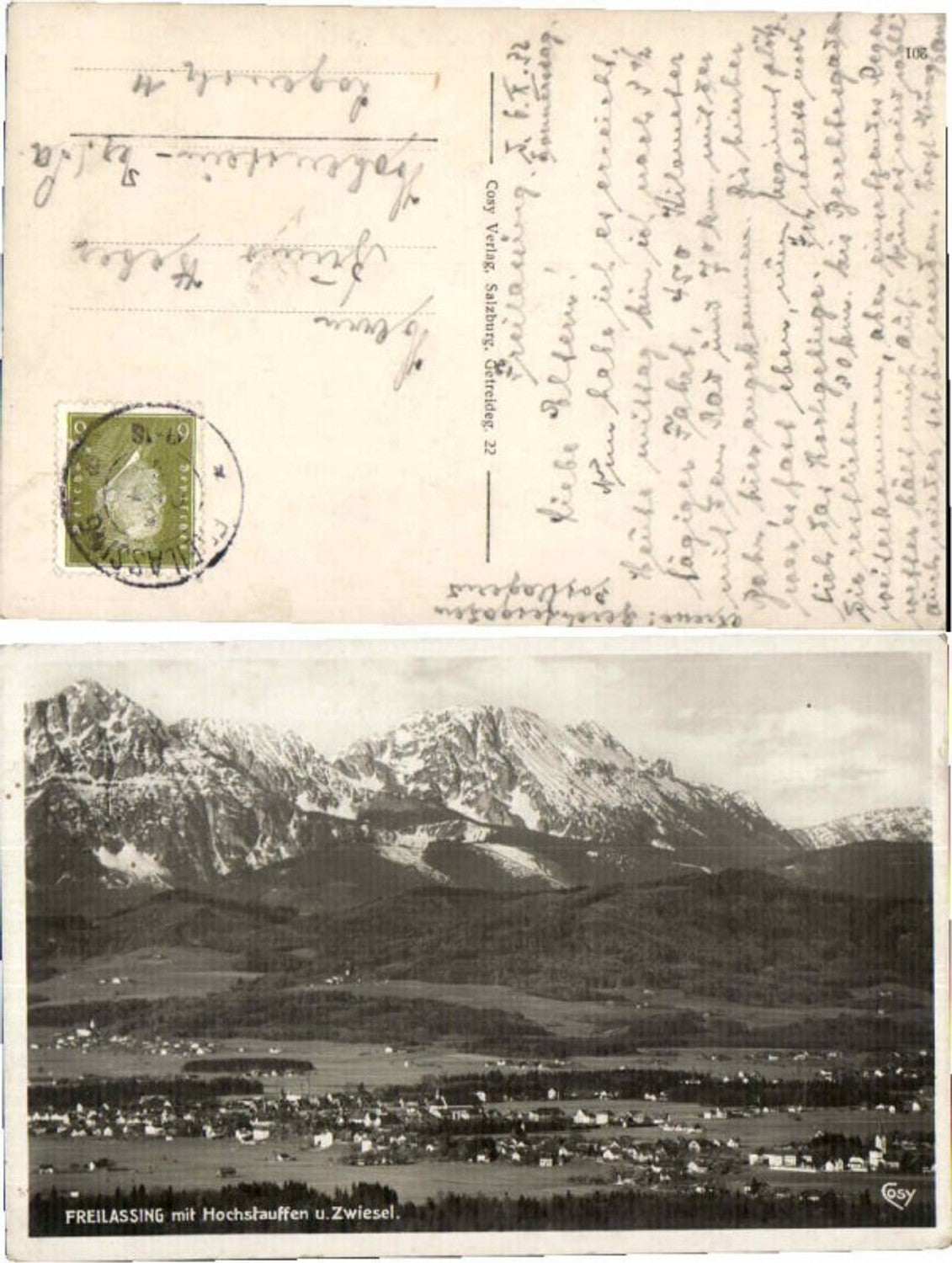 59879, Freilassing with Hochstauffen Zwiesel 1930