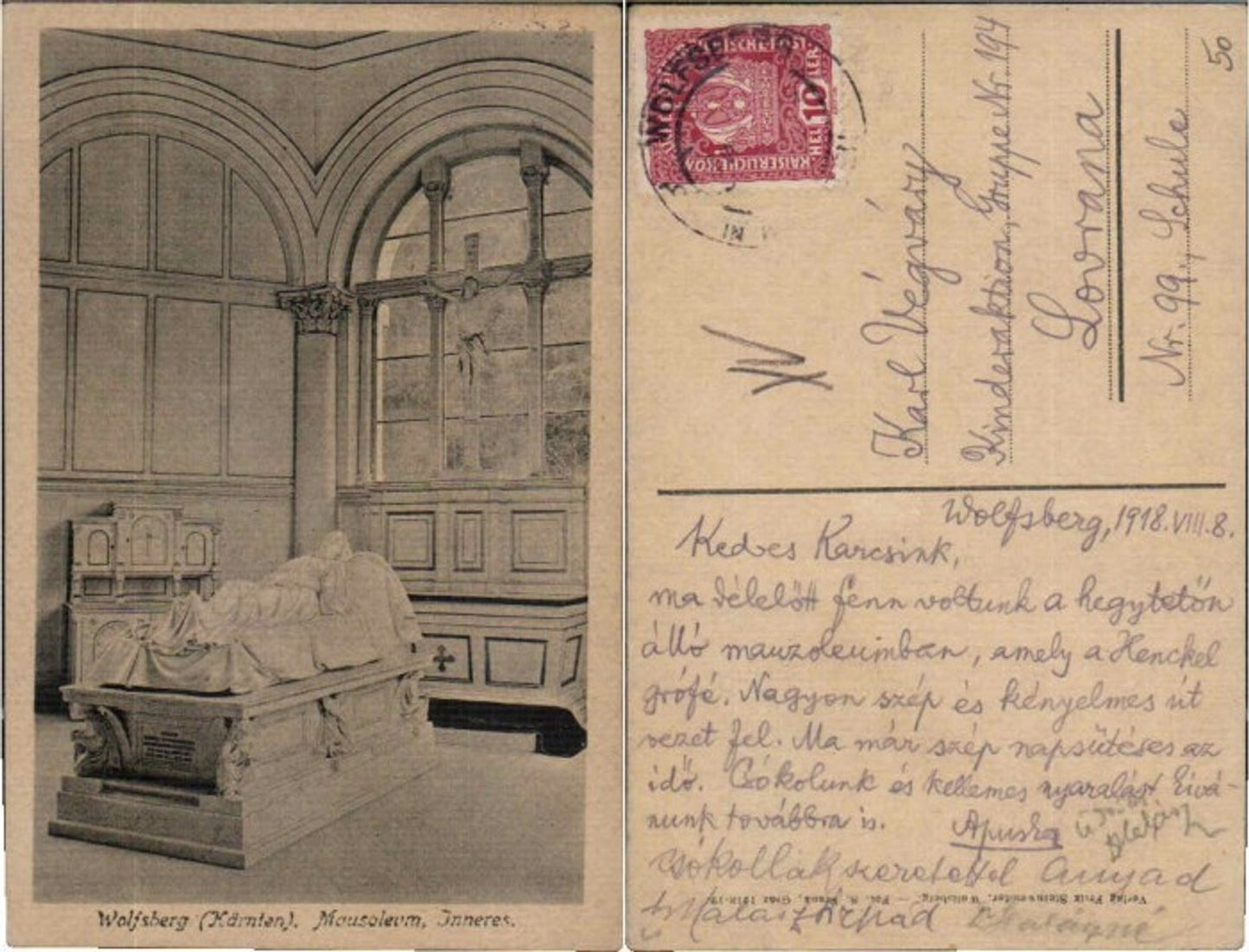 60073,Wolfsberg Mausoleum Inneres 1915
