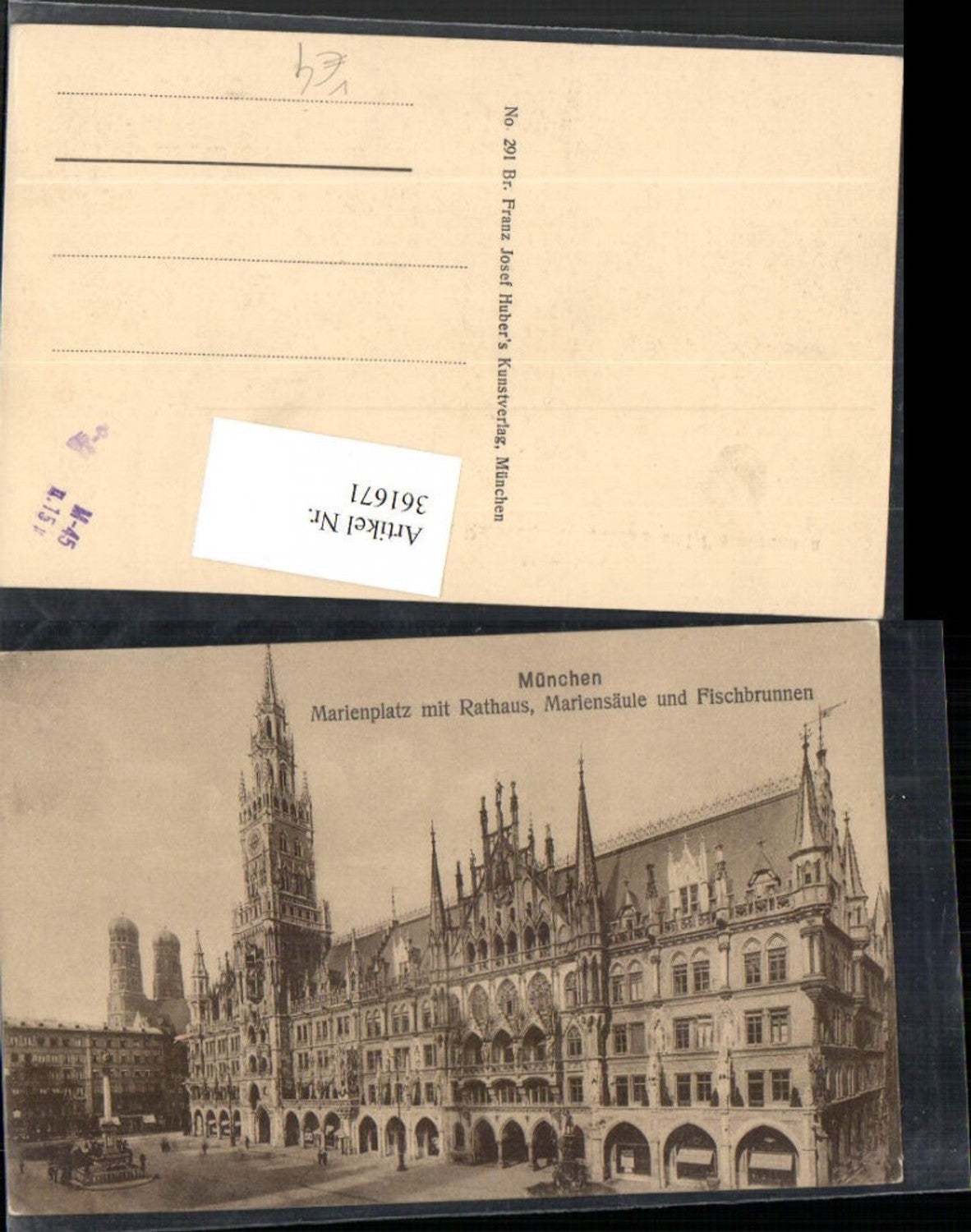 361671,München Marienplatz m. Rathaus Mariensäule u. Fischerbrunnen pub Franz Josef Huber 291