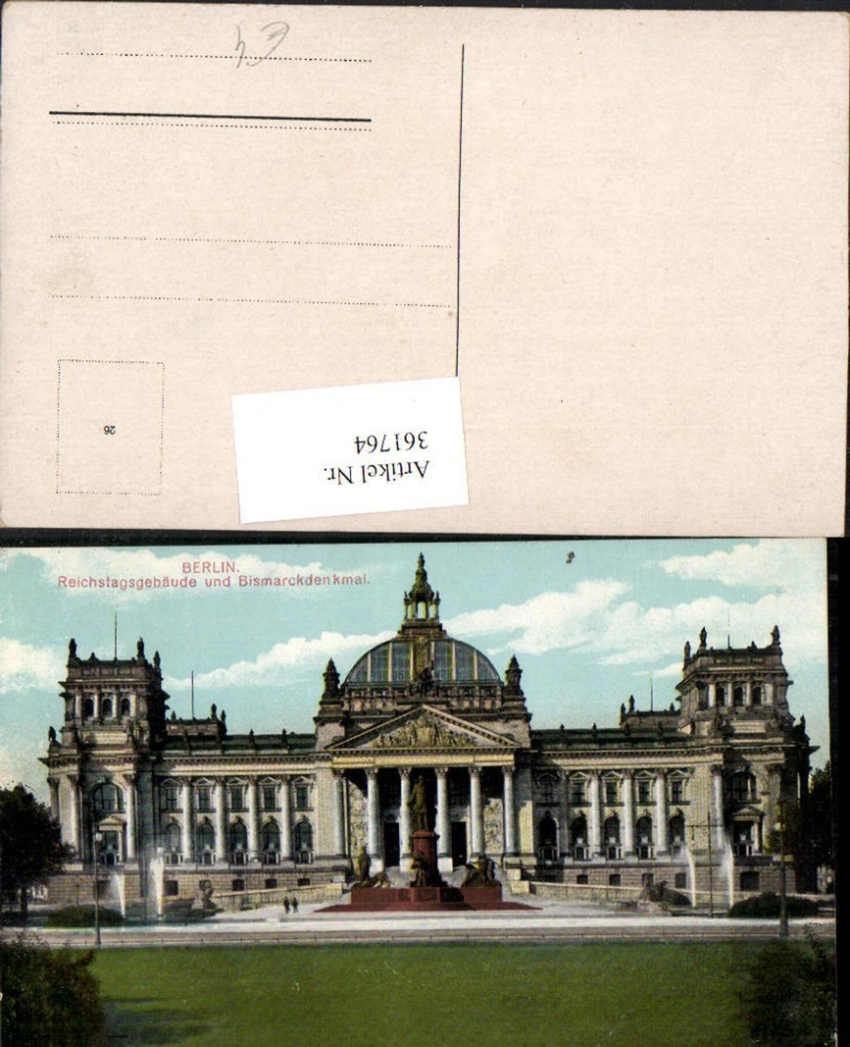361764,Berlin Reichstagsgebäude u. Bismarckdenkmal