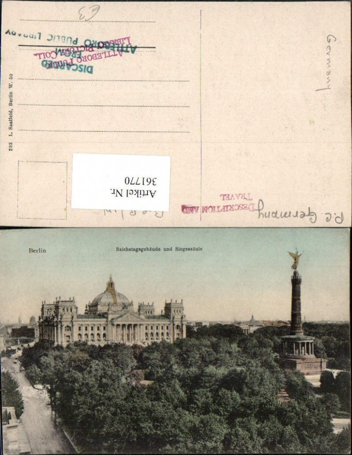 361770,Berlin Reichstagsgebäude u. Siegessäule Säule