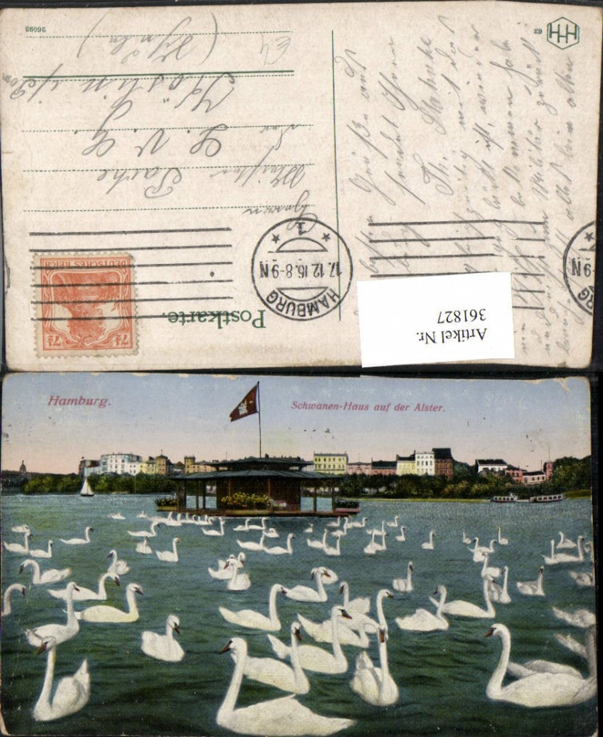 361827,Hamburg Schwanen-Haus auf d. Alster Schwäne