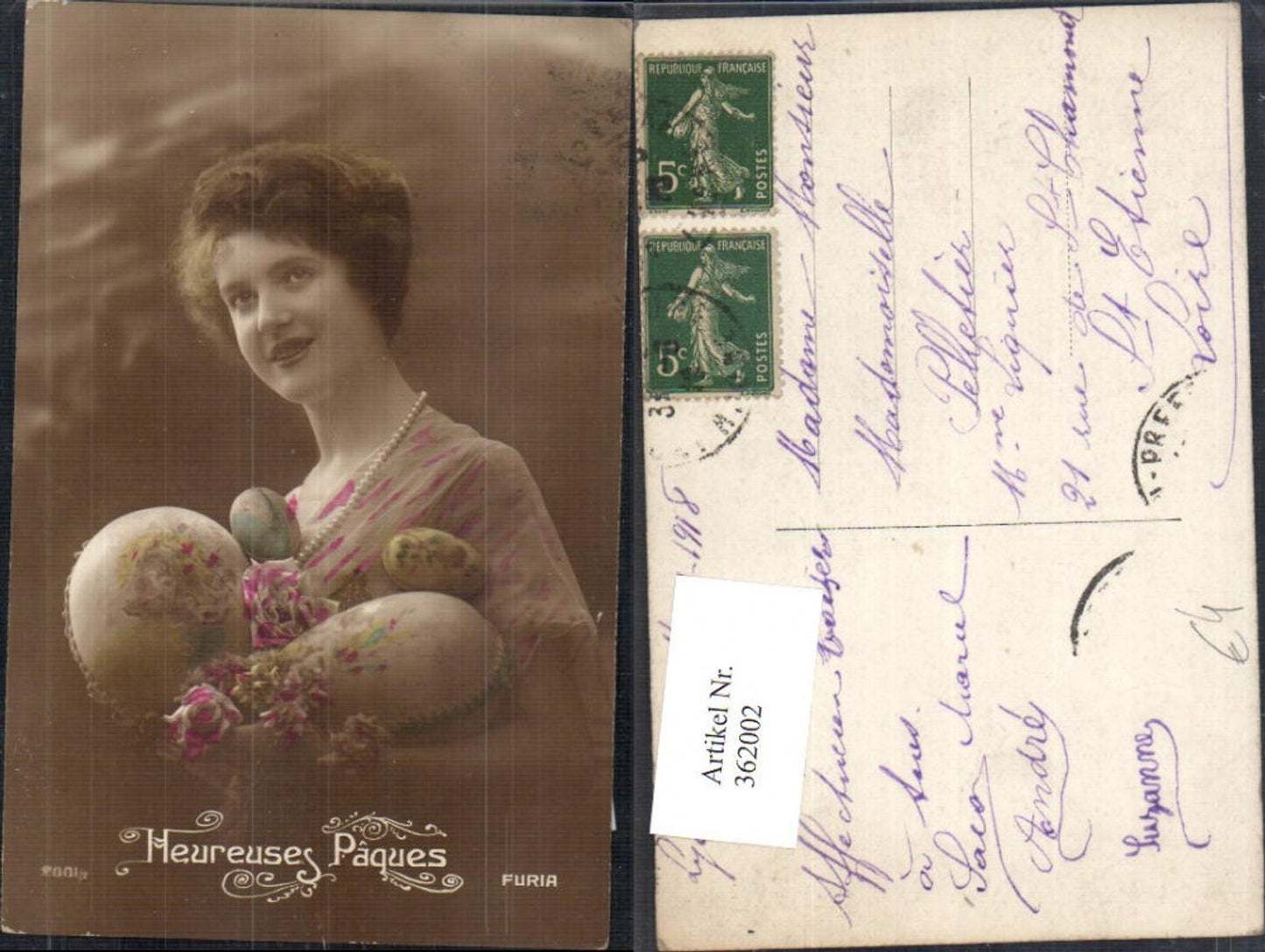 362002,Frau Perlenkette Eier Ostereier Ostern Heureux Paques