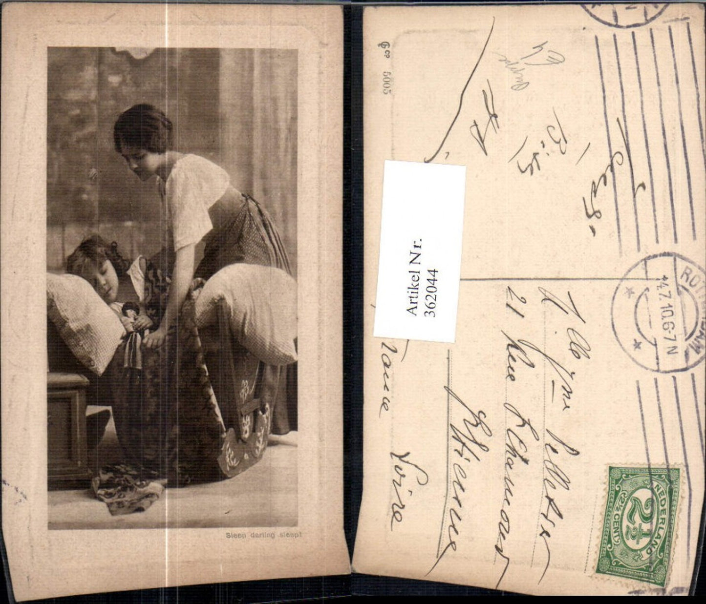 362044,Frau als Mutter Kind Bett Puppe Spielzeug Sleep darling sleep Passepartout
