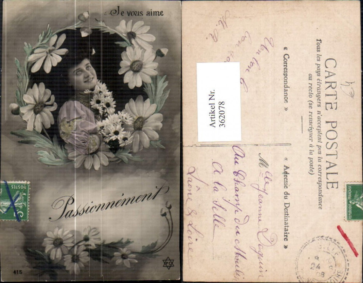 362078,Frau Portrait Passepartout Blumen Margeriten Passionnement