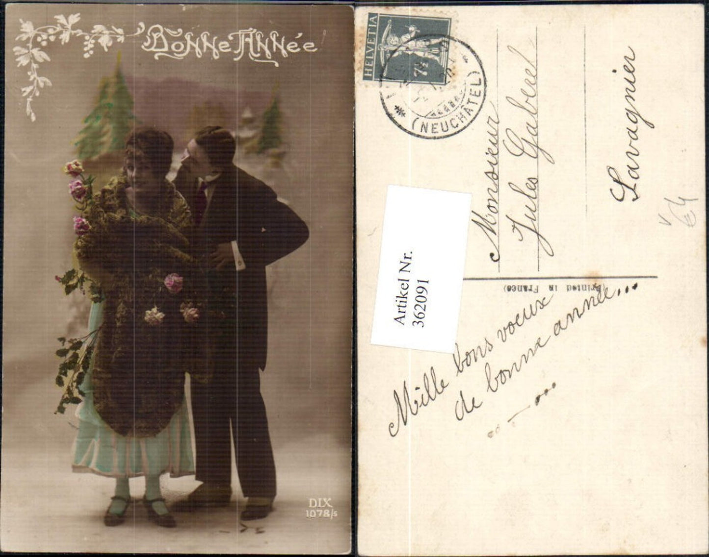 362091,Liebe Paar Frau Pelzstola Pelzmode Pelz Kuss a. Wange pub DIX 1078/5