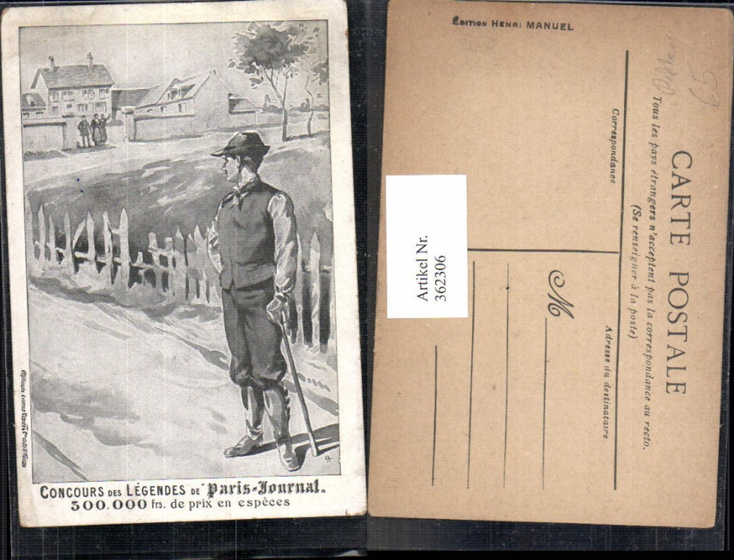 362306,Reklame Künstler Ak Concours des Legendes de Paris Journal Mann Gehstock