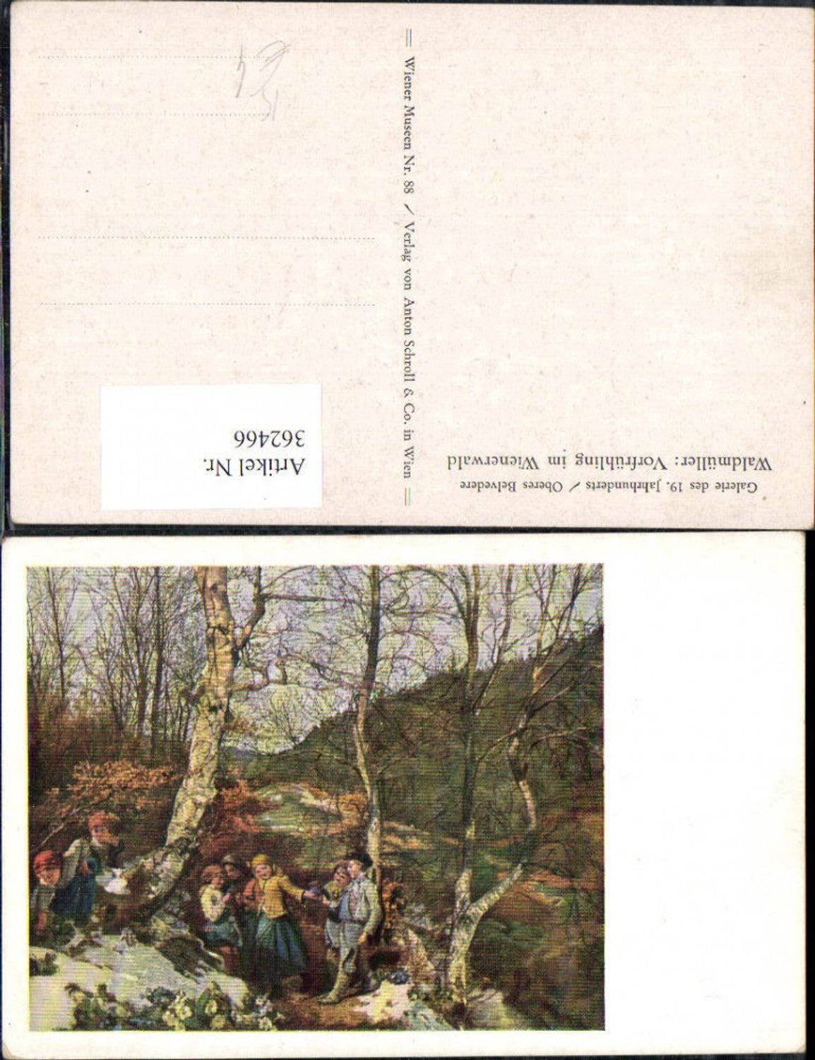 362466,Künstler Ak Waldmüller Vorfrühling i. Wienerwald Kinder i. Wald Birken Bäume