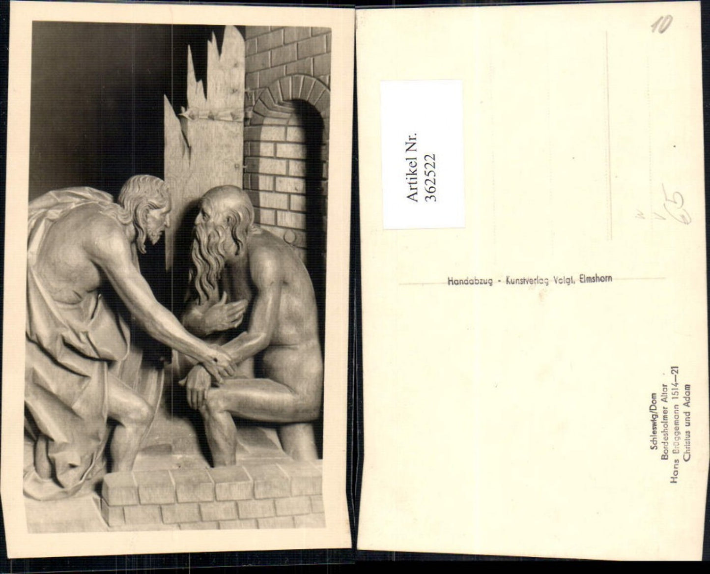 362522,Künstler Ak Hans Brüggemann Christus u. Adam Bordesholmer Altar pub Voigt Elmshorn