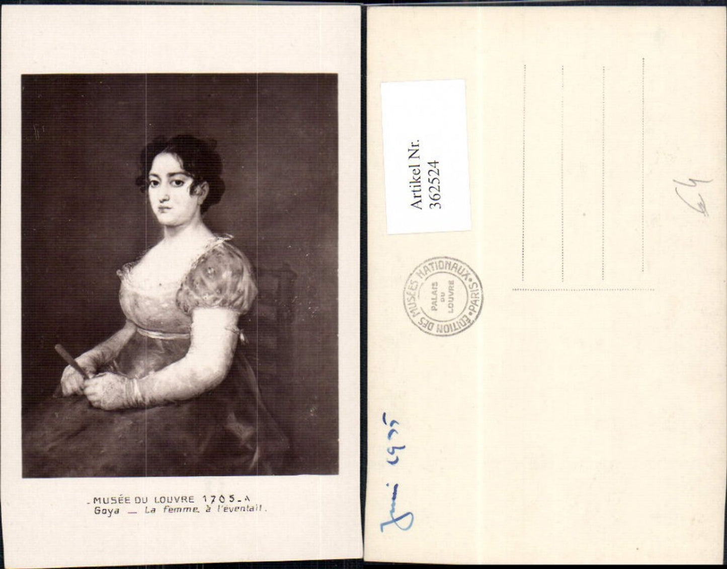 362524, Artist Ak Goya La Femme Woman with Fan Portrait