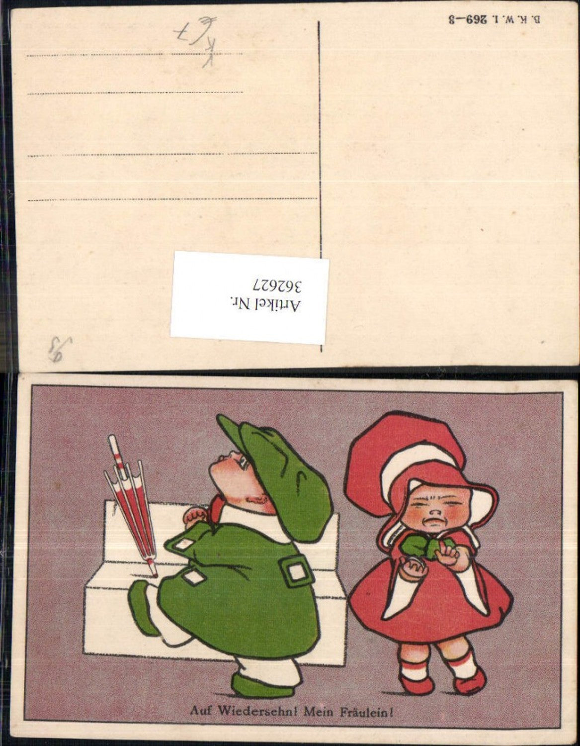 362627,Künstler Ak Kinder Schirm Auf Wiedersehen Mein Fräulein pub B.K.W.I. 269/3