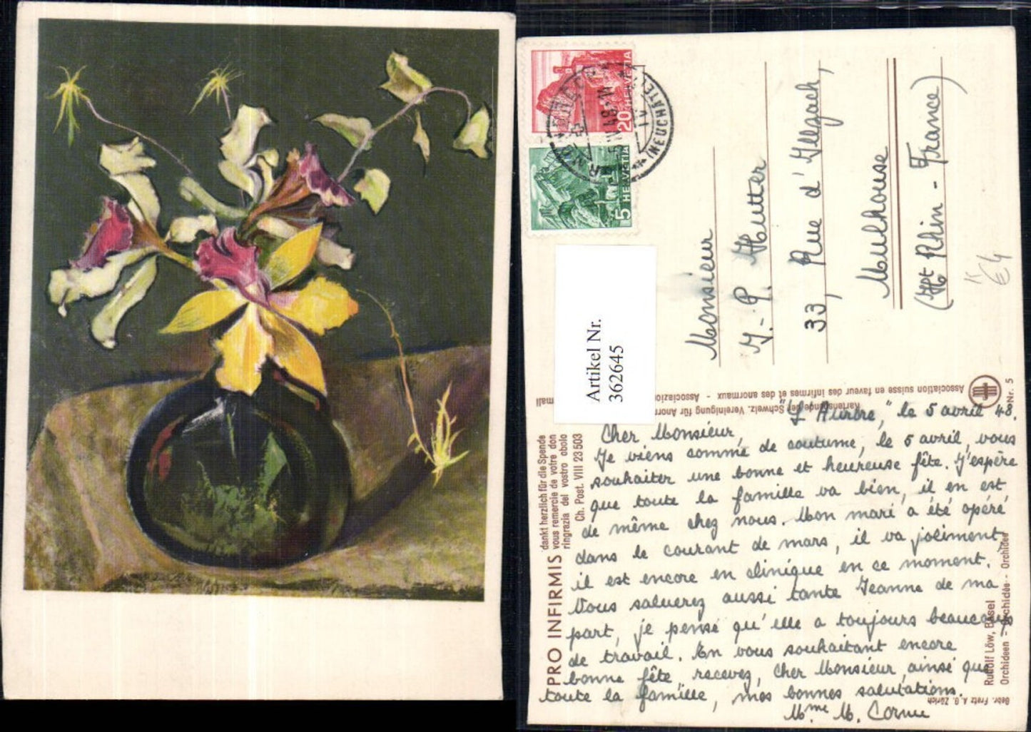 362645, Artist AK Rudolf Löw Orchids Flowers