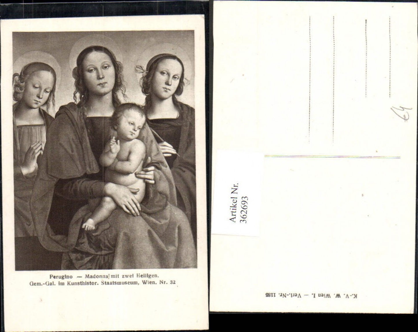 362693,Künstler Ak Perugino Madonna m. zwei Heiligen