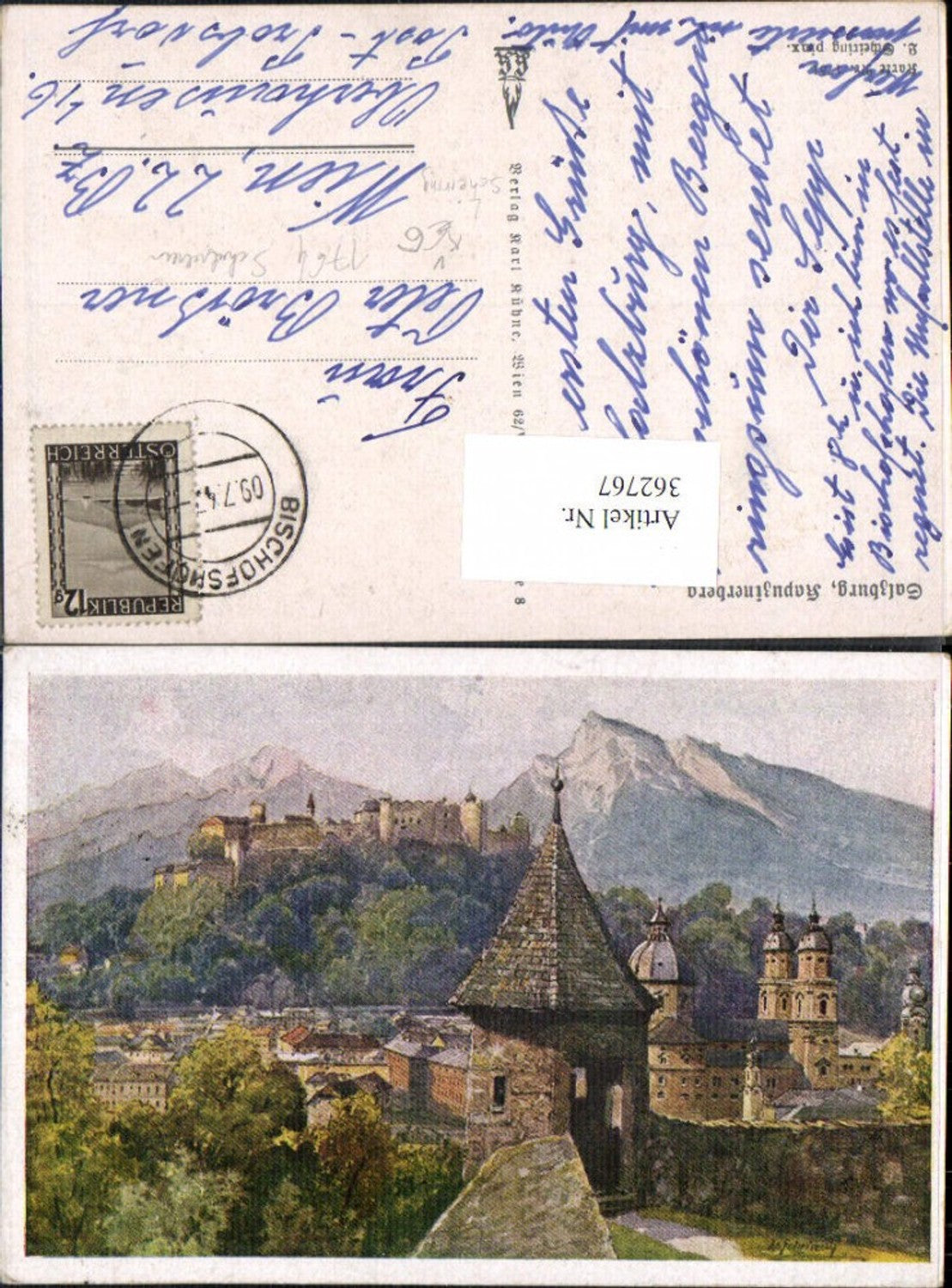 362767,Deutscher Schulverein 1751 Künstlerkarte L. Scheiring Salzburg Kapuzinerberg