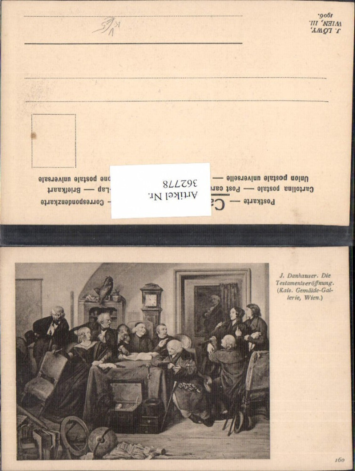 362778,Künstler Ak J. Danhauser Die Testamentseröffnung pub J. Löwy 160