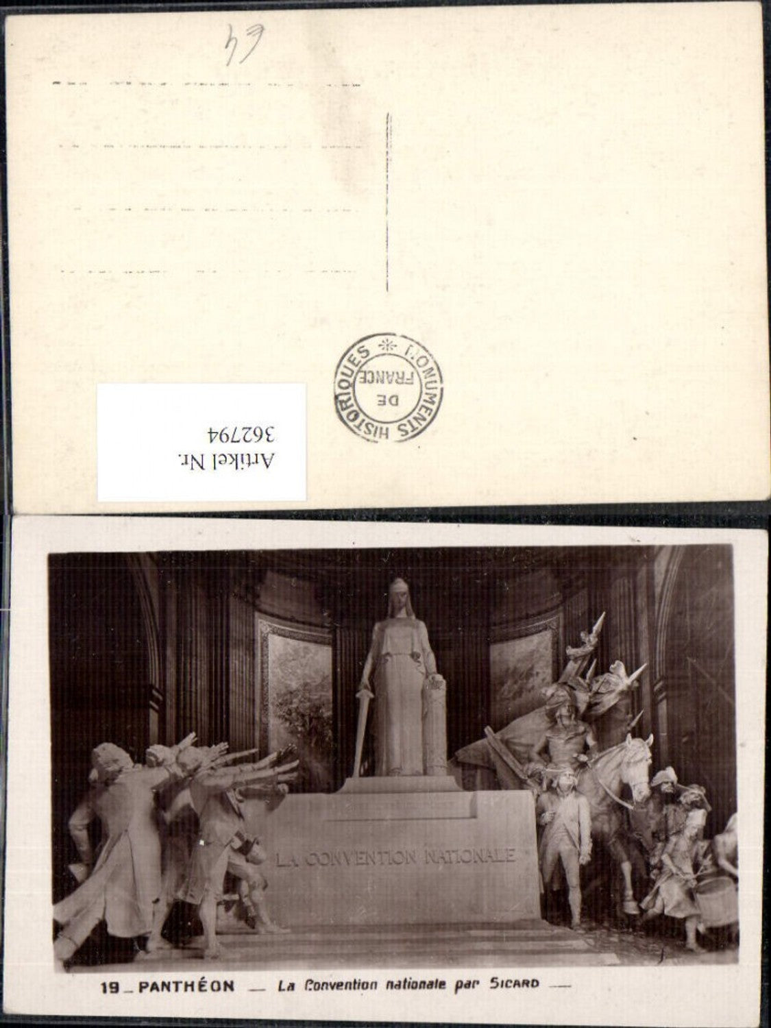 362794,Künstler Ak Sicard La Convention nationale Pantheon Paris Statue