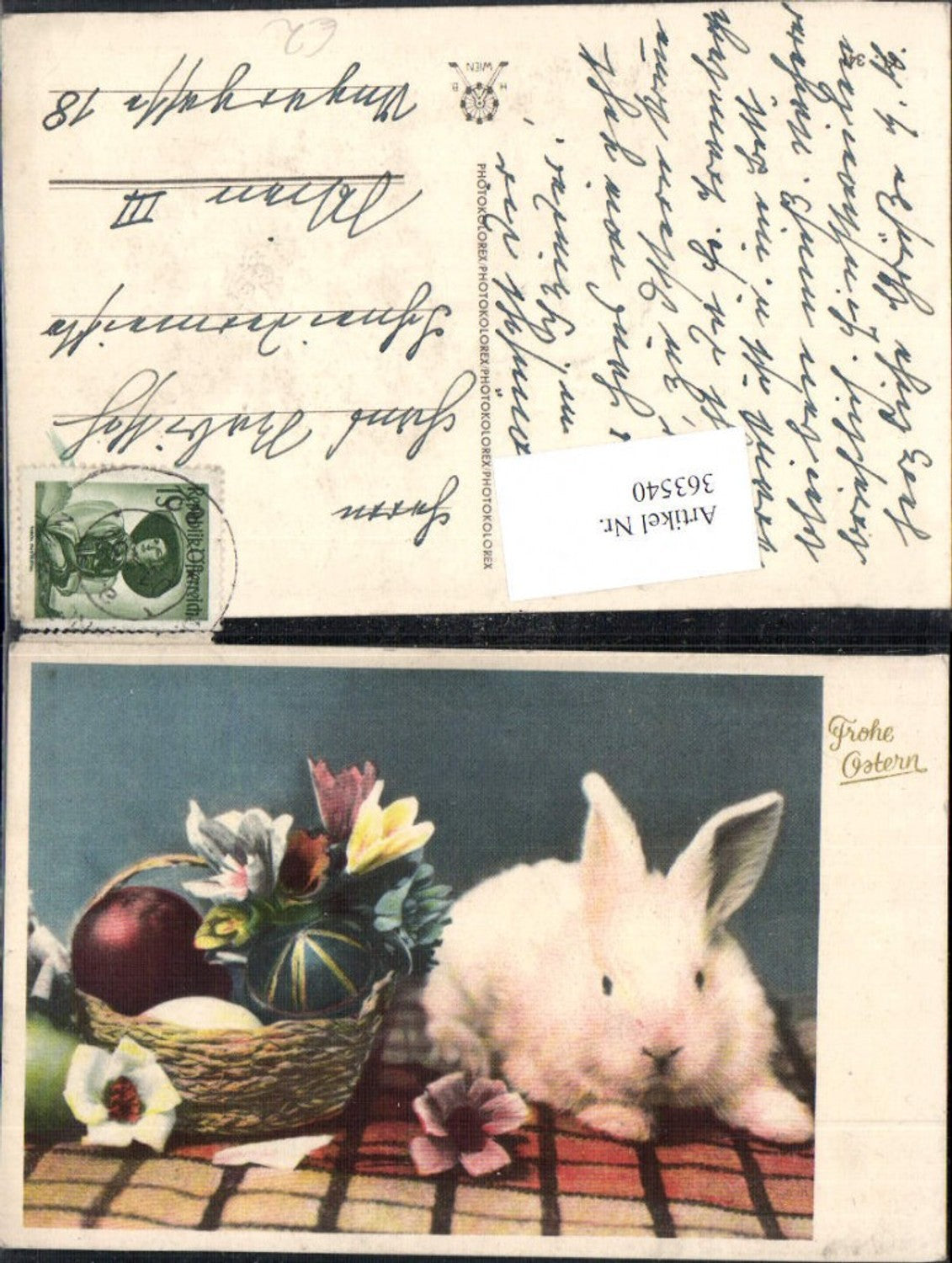 363540,Ostern Hase Korb Ostereier Eier Blumen