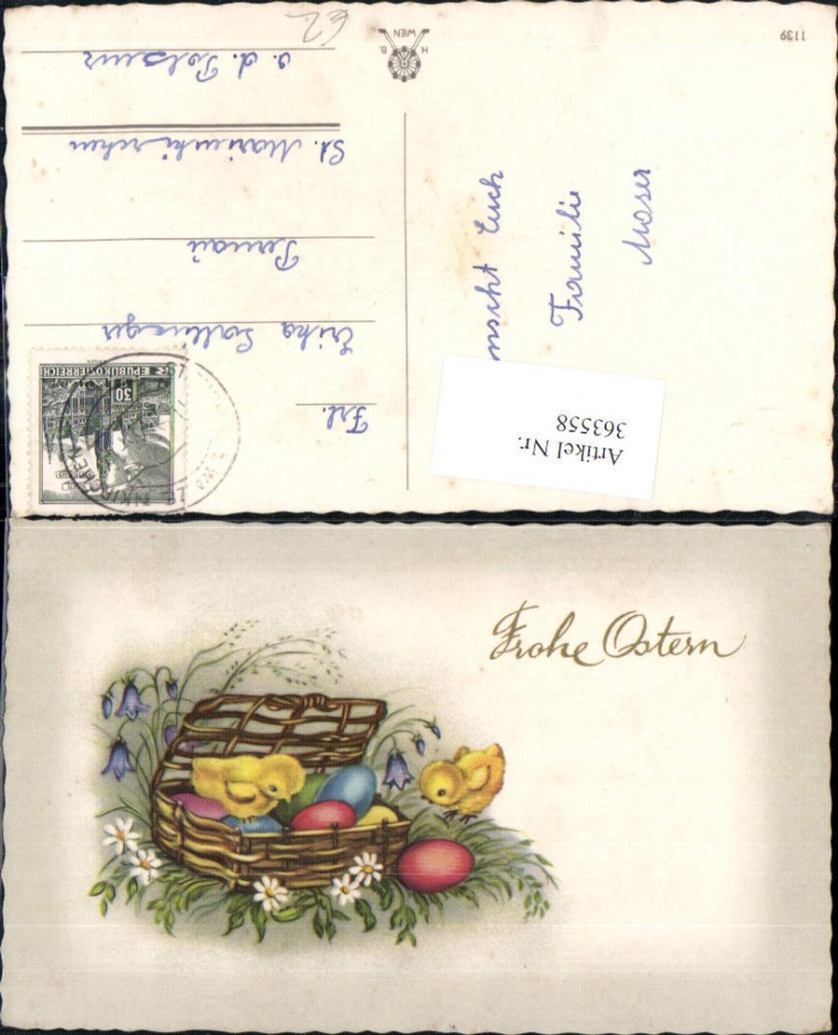 363558, Artist AK Easter Basket Chest with Easter Eggs, Eggs, Chicks, Flowers, Bellflower, Gold Lettering