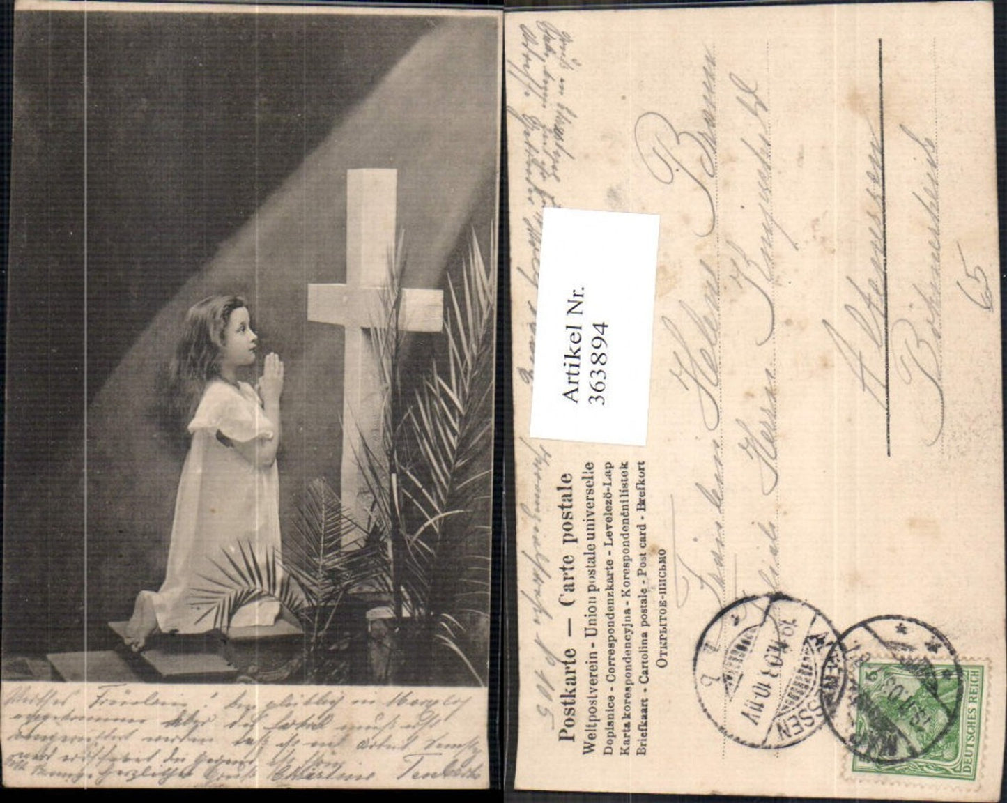 363894,Kind Mädchen Kreuz Beten Gebet