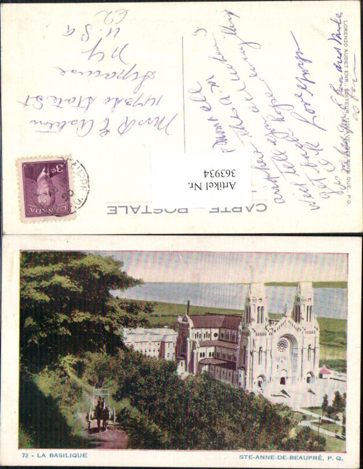 363934,Kirche Ste-Anne-de-Beaupre P.Q. La Basilique Pferdewagen