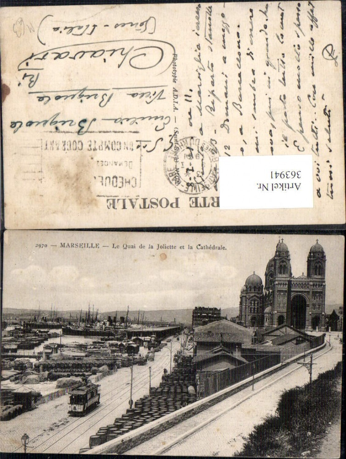 363941,Kirche Marseille Le Quai de la Joliette et la Cathedrale Kathedrale Straßenbahn