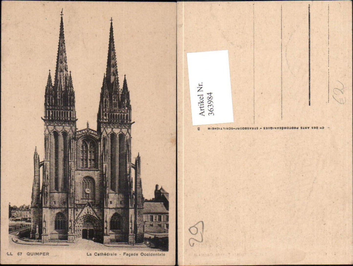 363984,Kirche Quimper La Cathedrale Facade Occidentale