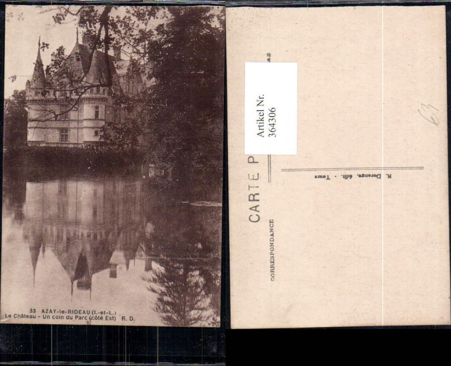 364306,Azay-le-Rideau Le Chateau Un coin du Parc Cote Est