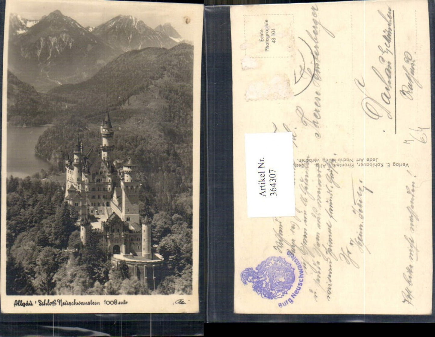 364307,Foto Ak Allgäu Schloss Neuschwanstein