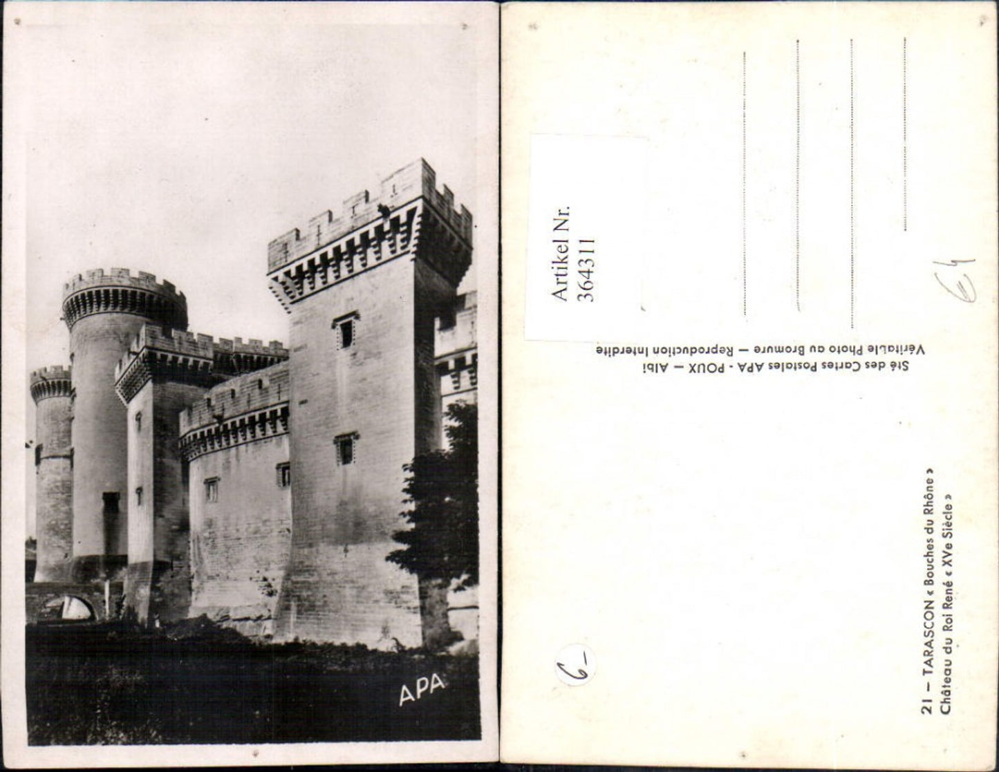 364311,Schloss Tarascon Bouches du Rhone Chateau du Roi Rene Xve Siecle