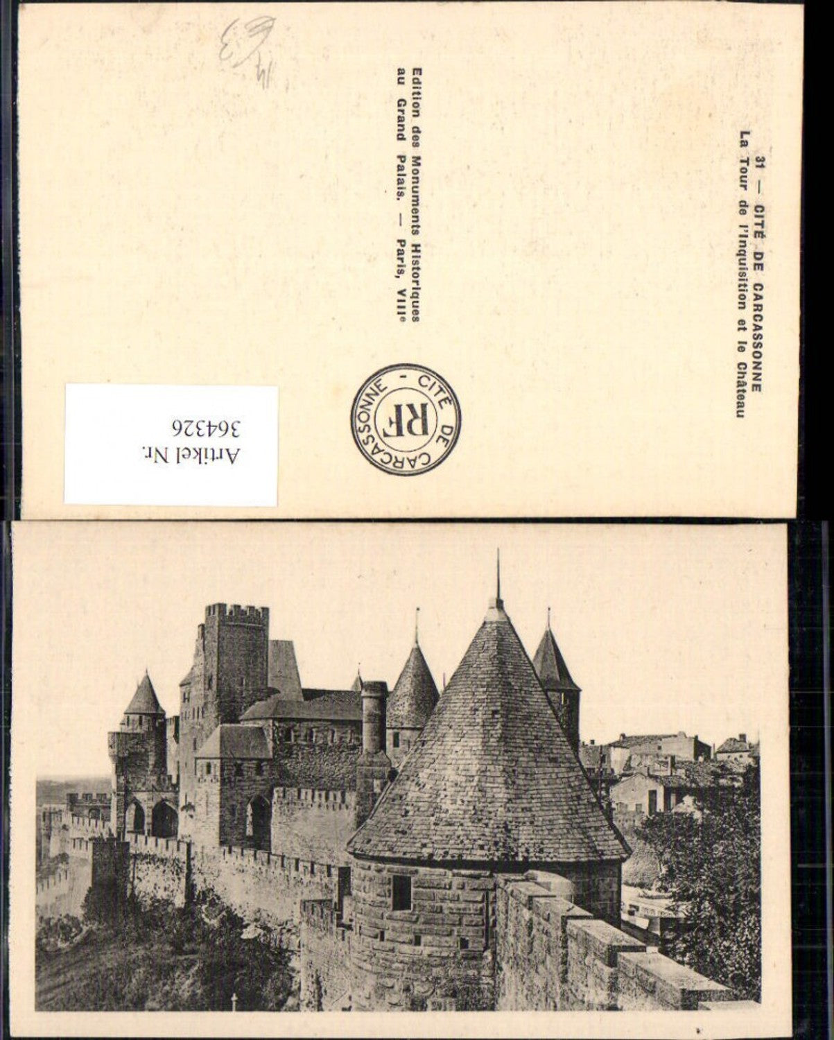 364326,Schloss Festung Cite de Carcassonne La Tour de l Inquisition et le Chateau