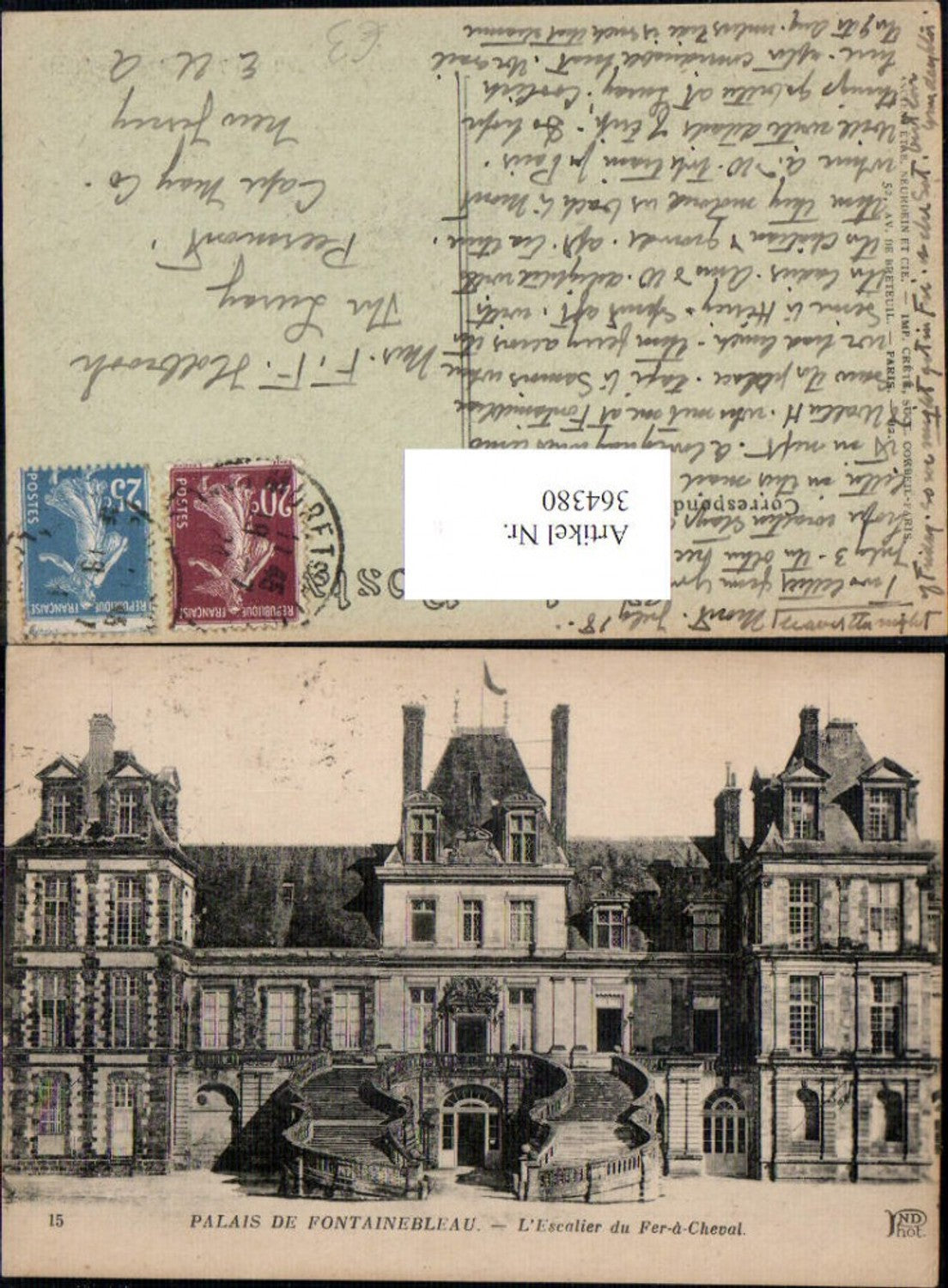 364380,Schloss Palais de Fontainebleau L Escalier du Fer-a-Cheval