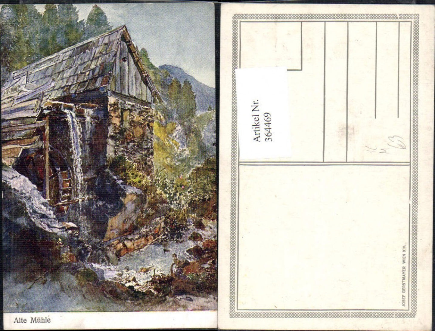 364469, Artist Ak O. Elsner Old Mill Watermill