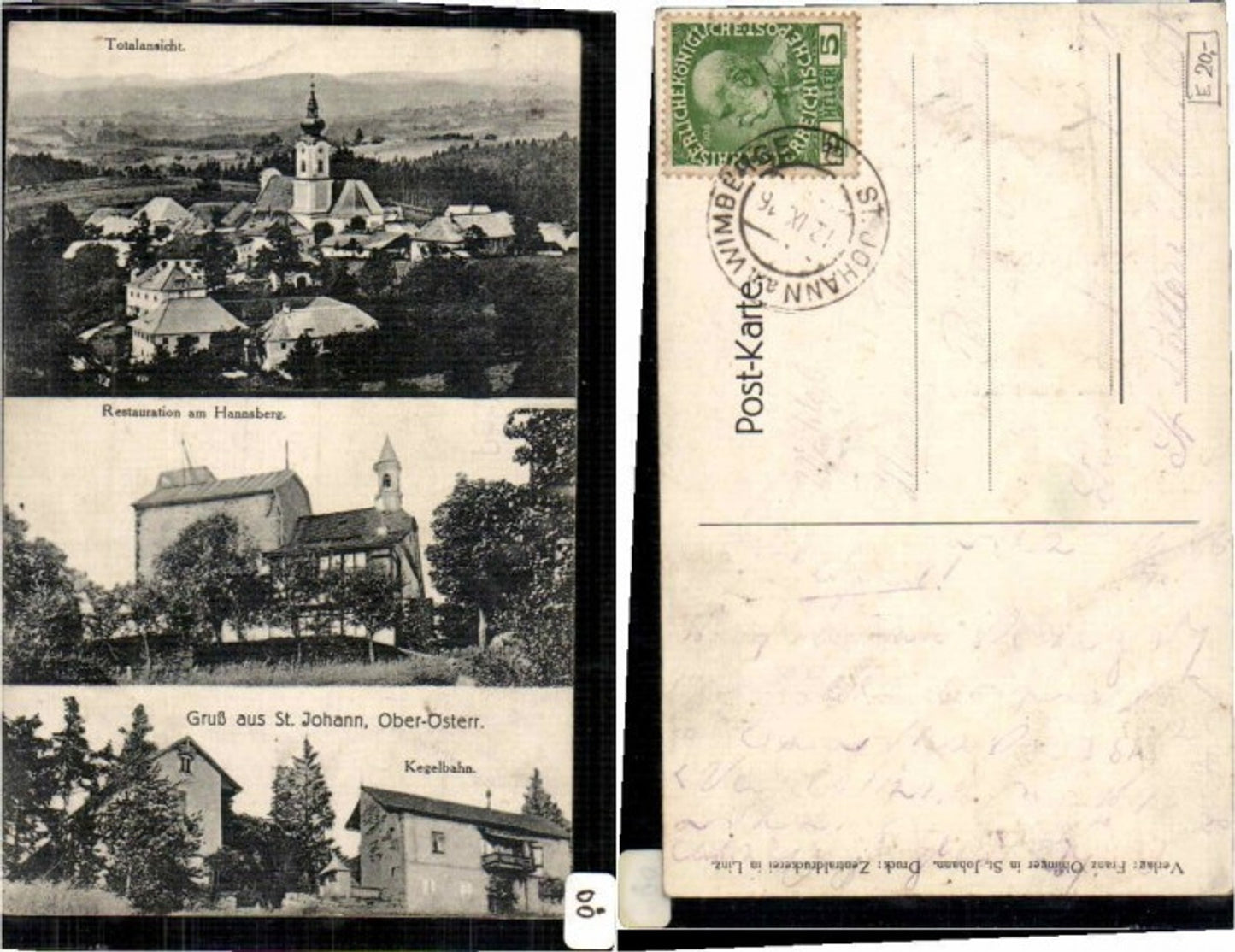 63168,Gruss aus St Johann Hannsberg Restaurant 1915