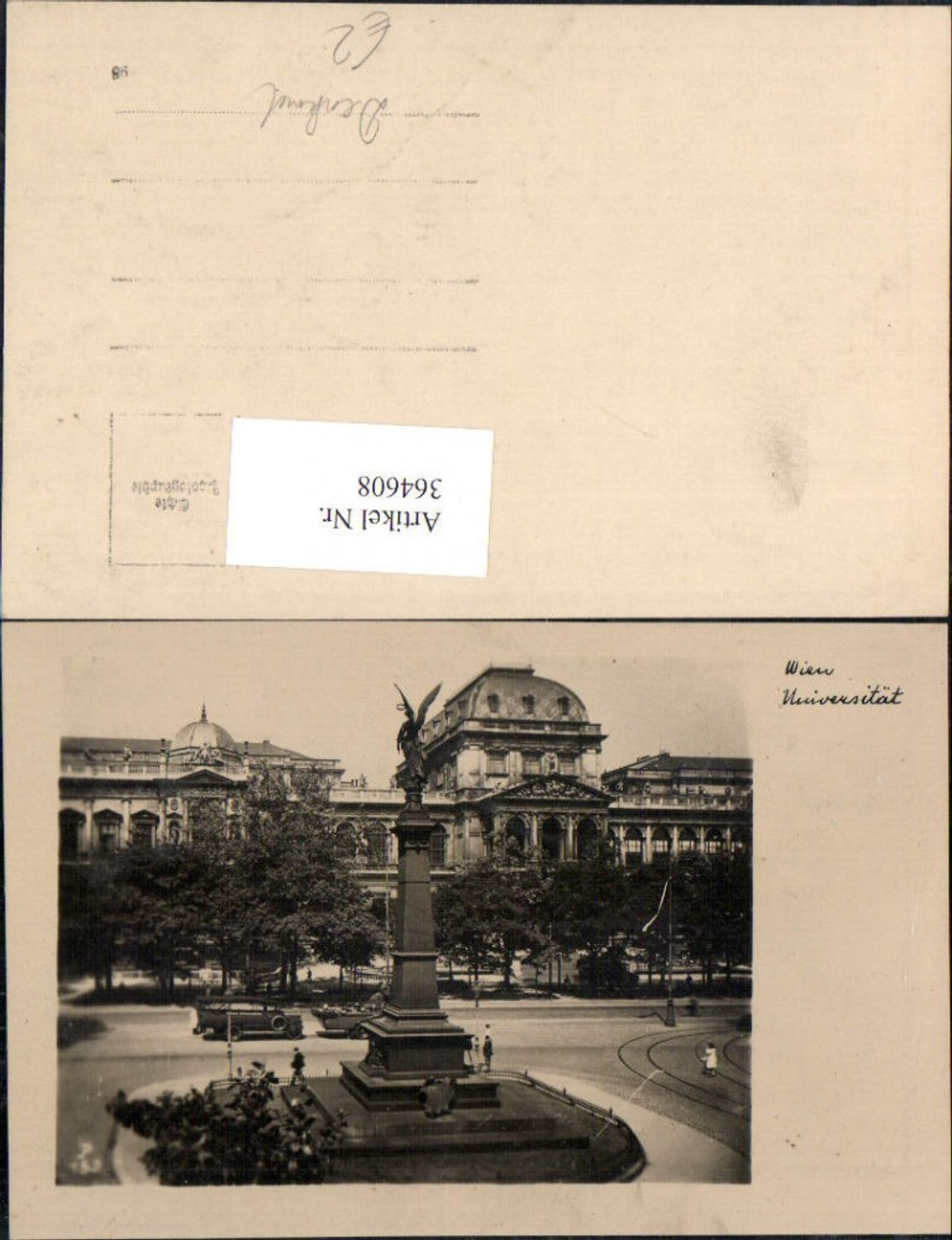364608,Foto Ak Wien Universität Denkmal