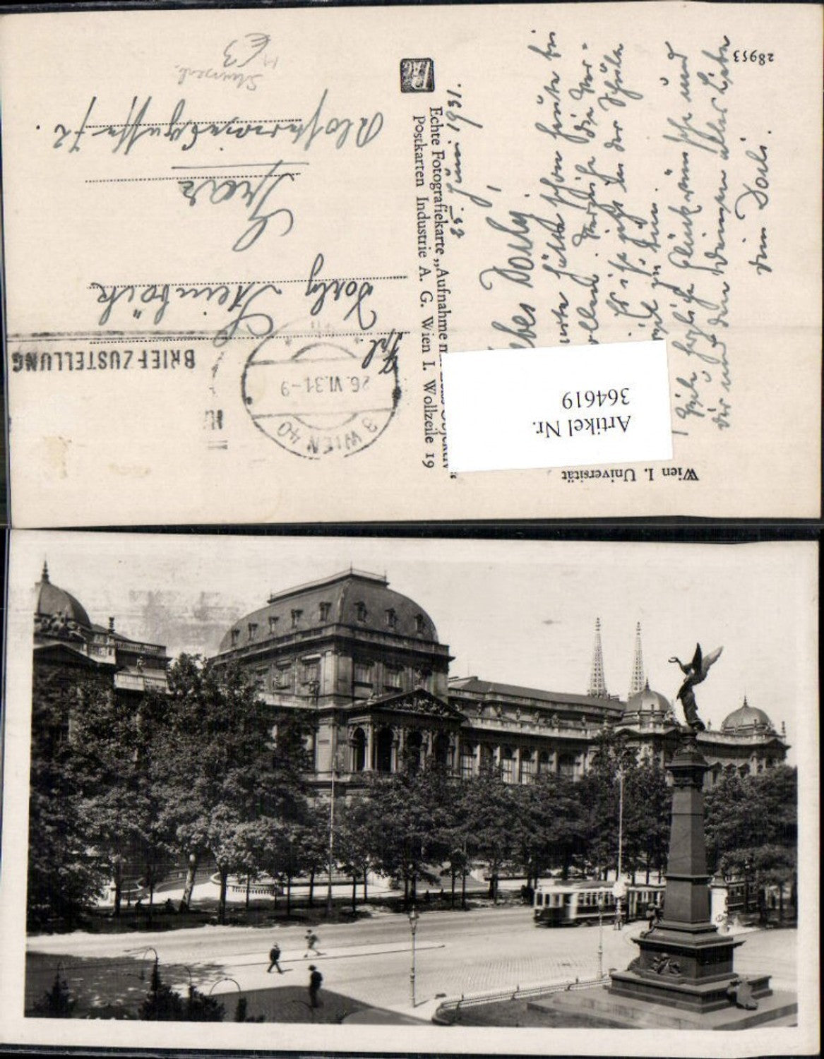 364619,Wien Universität Denkmal Straßenbahn