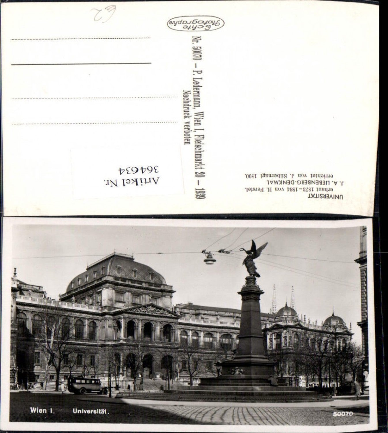 364634,Foto Ak Wien Universität J. A. Liebenberg-Denkmal Statue