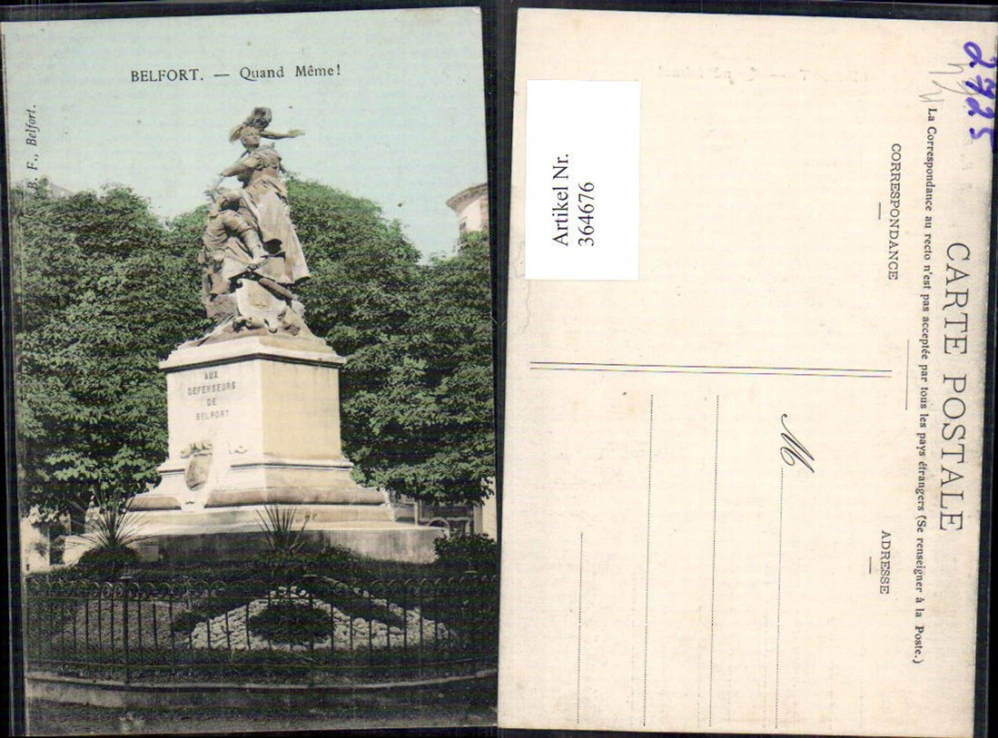 364676,Statue Belfort Quand Meme