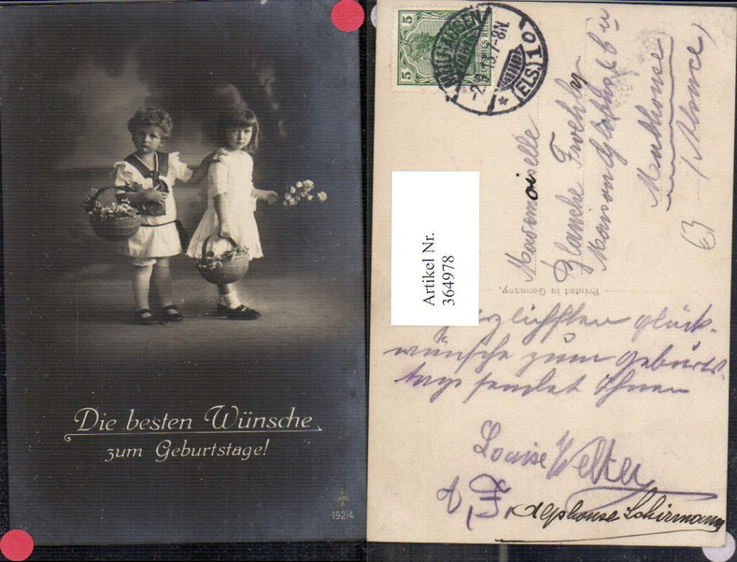 364978,Kinder Uniform Kleid Korb m. Blumen Strauß Geburtstag