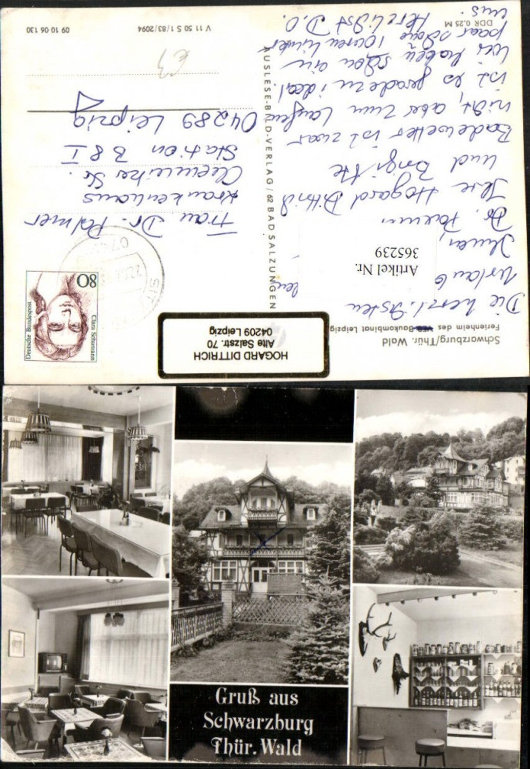 365239, Schwarzburg Holiday Home of the Leipzig Construction Combine Multi-image postcard