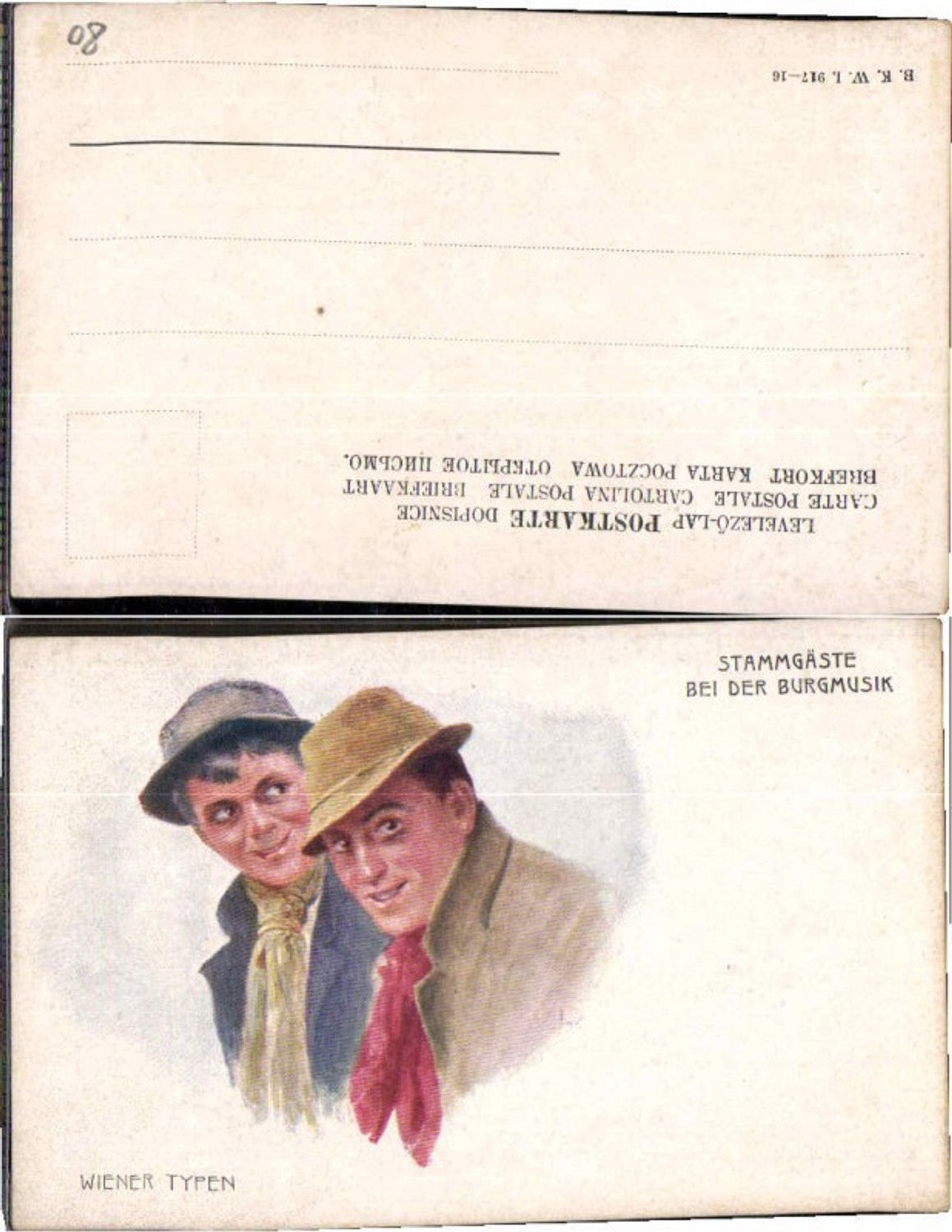 64020,Karikatur Wiener Typen Stammgäste Burgmusik B.K.W.I 917-16