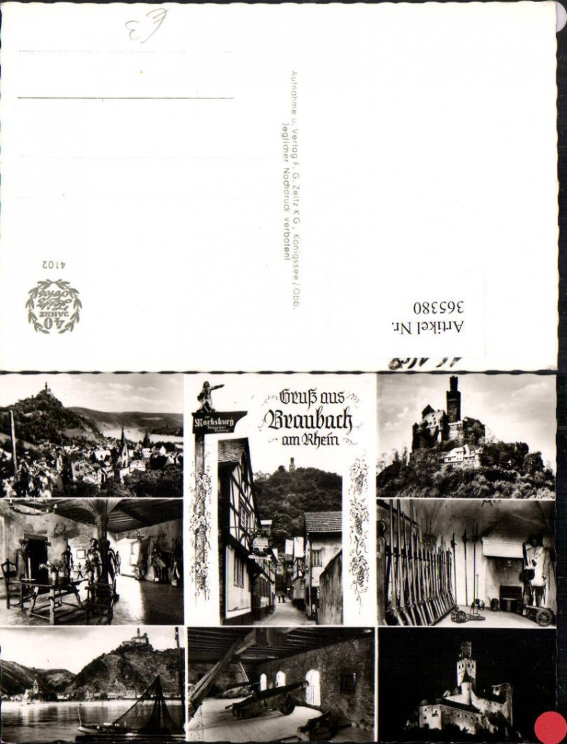 365380,Braubach am Rhein Totale Marksburg Burg Mehrbildkarte