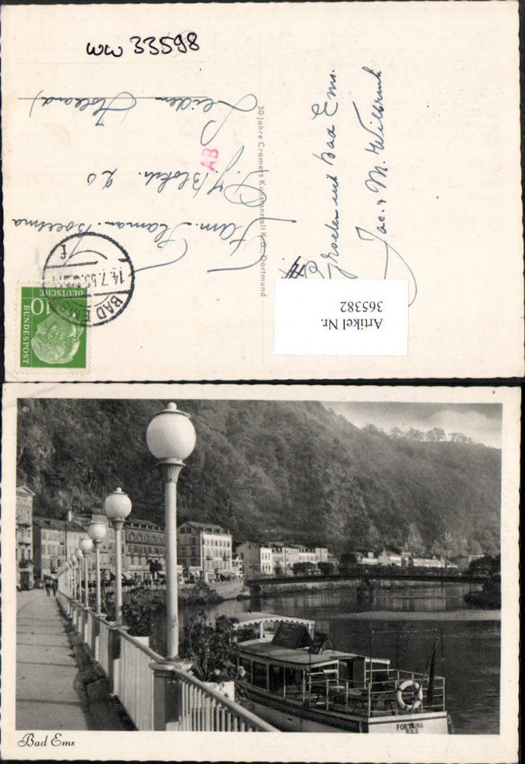 365382,Bad Ems Promenade Teilansicht Motorboot Fortuna