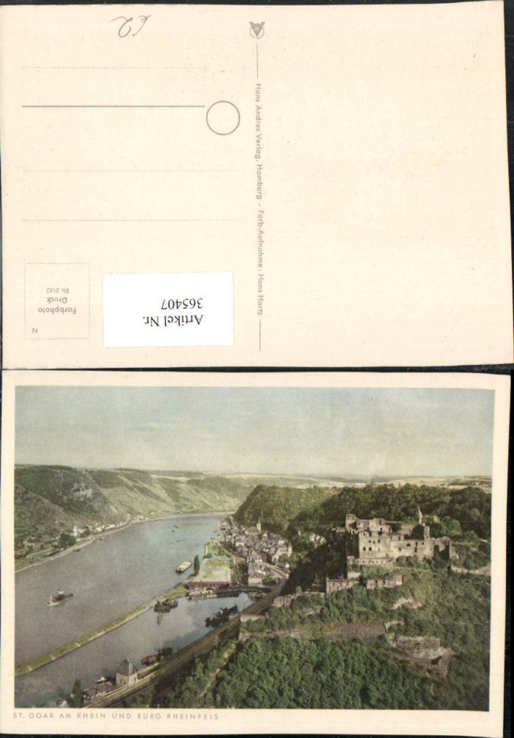 365407,St. Goar am Rhein Totale m. Burg Rheinfels