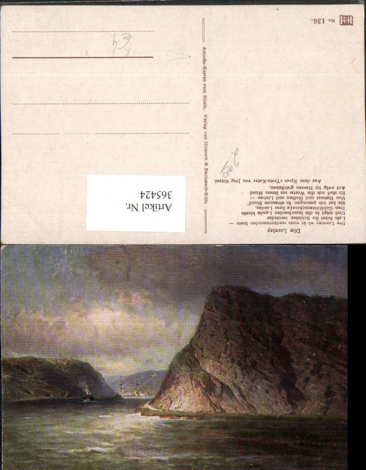 365424,Künstler AK N. Astudin Die Loreley Felsen b. St. Goarshausen