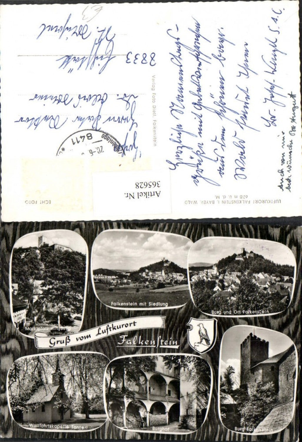 365628, Falkenstein Total Castle Courtyard Chapel Tannerl Multi-view postcard